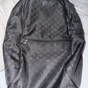 Gucci Black GG Monogram Nylon Backpack